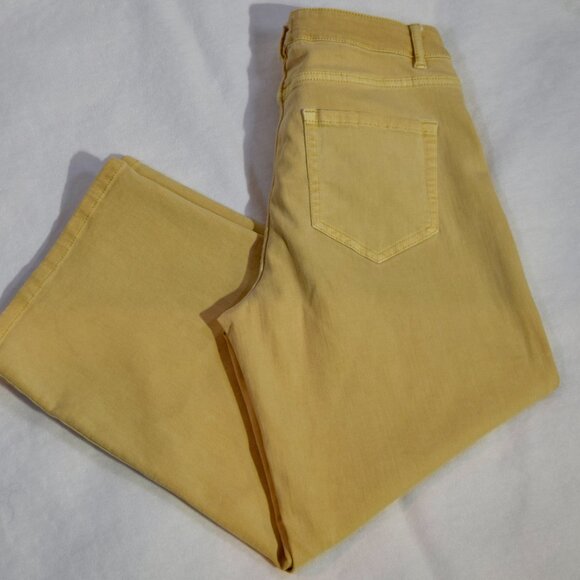 J. Jill Size 6P Petite | Mustard Yellow Wide-Leg Cropped Denim Jeans | High Rise - Picture 6 of 6